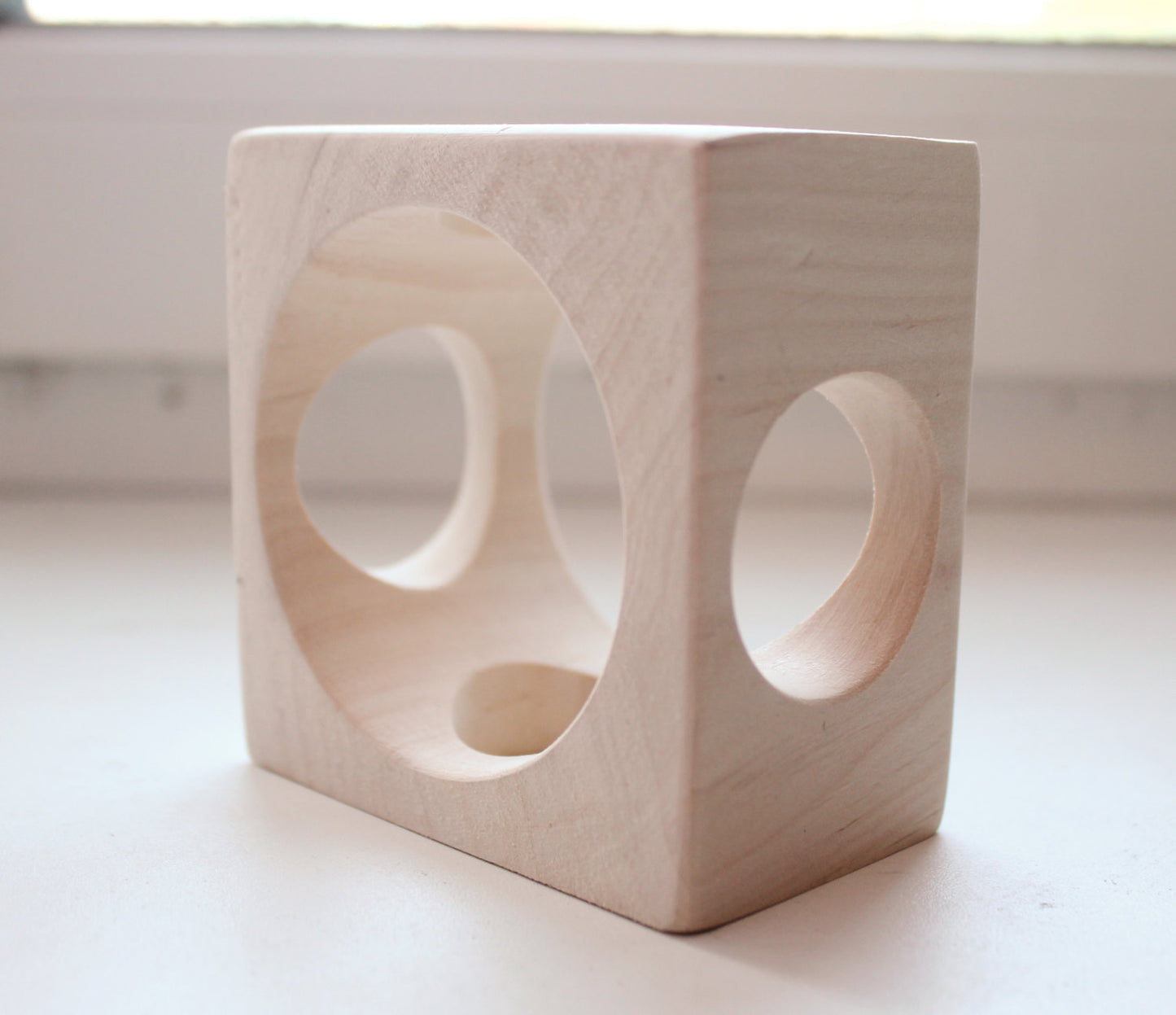 50 mm BIG Wooden square bangle unfinished with the holes on all sides- natural eco friendly