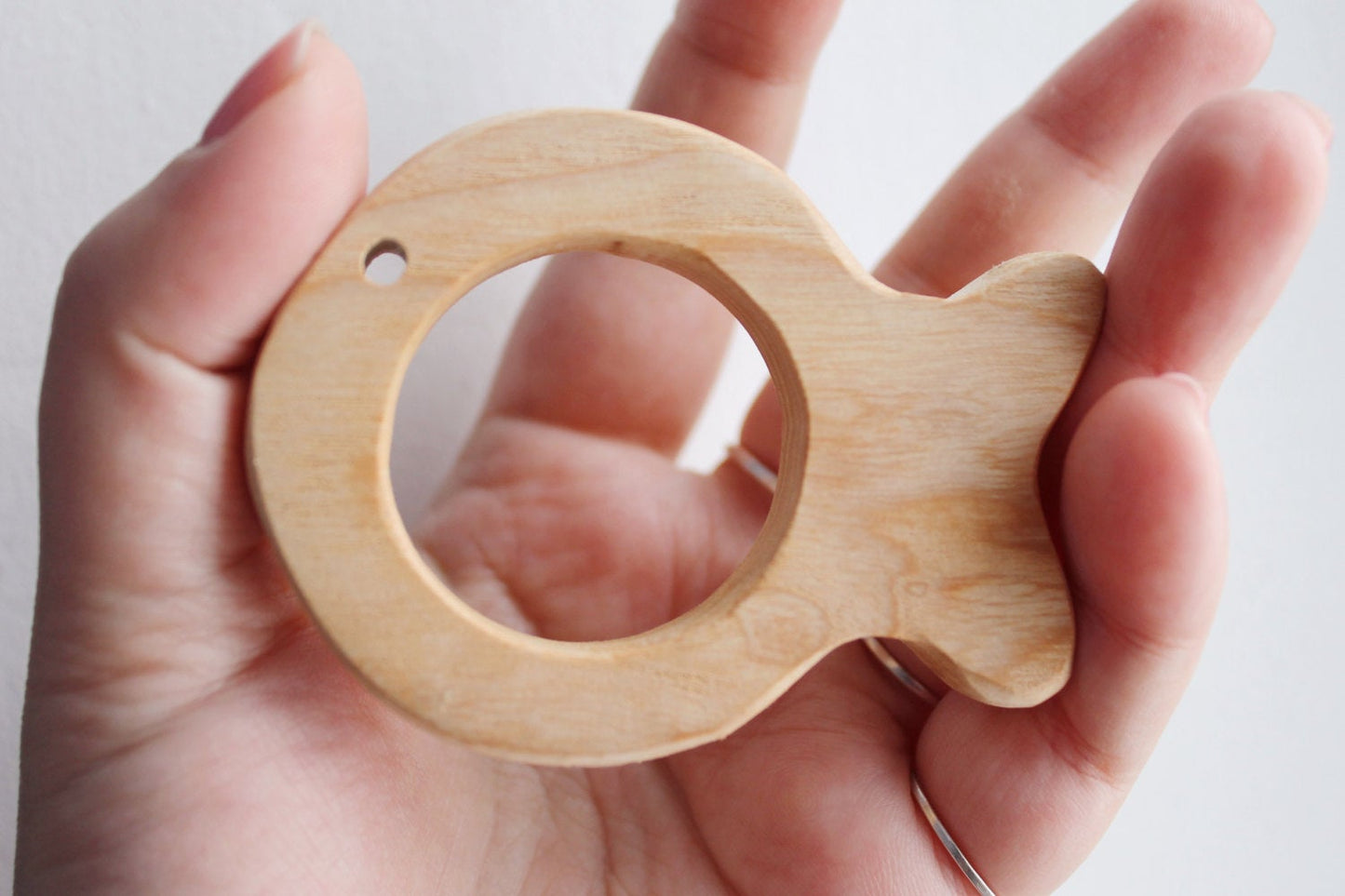 Fish-teether made of ASH wood, natural, eco-friendly - Natural Wooden Toy - Ash wood Teether - Handmade wooden teether