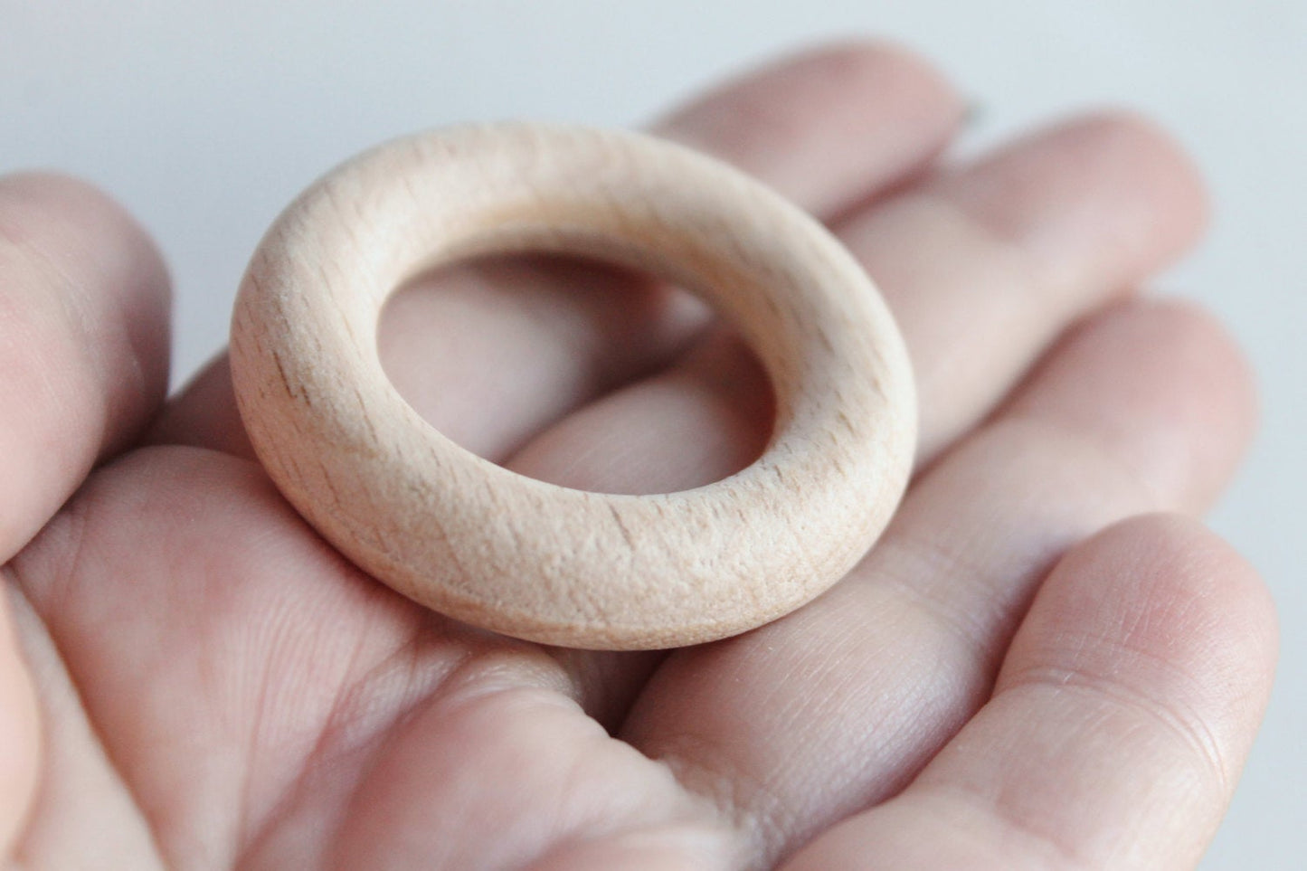 Unfinished Wooden rings - 42 mm (1,65") - wooden connector - natural eco friendly - 5 pcs - made of beech wood