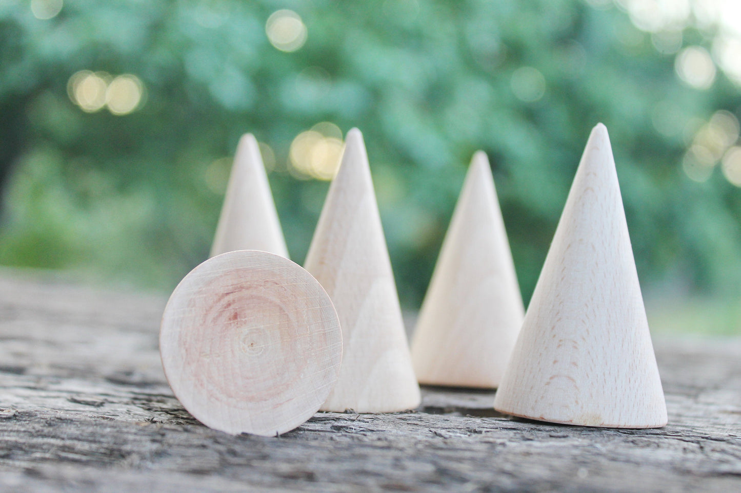 Set of 5 - Big Wooden cones 50x35 mm 5 pcs - eco friendly - CONES - without holes - beech wood