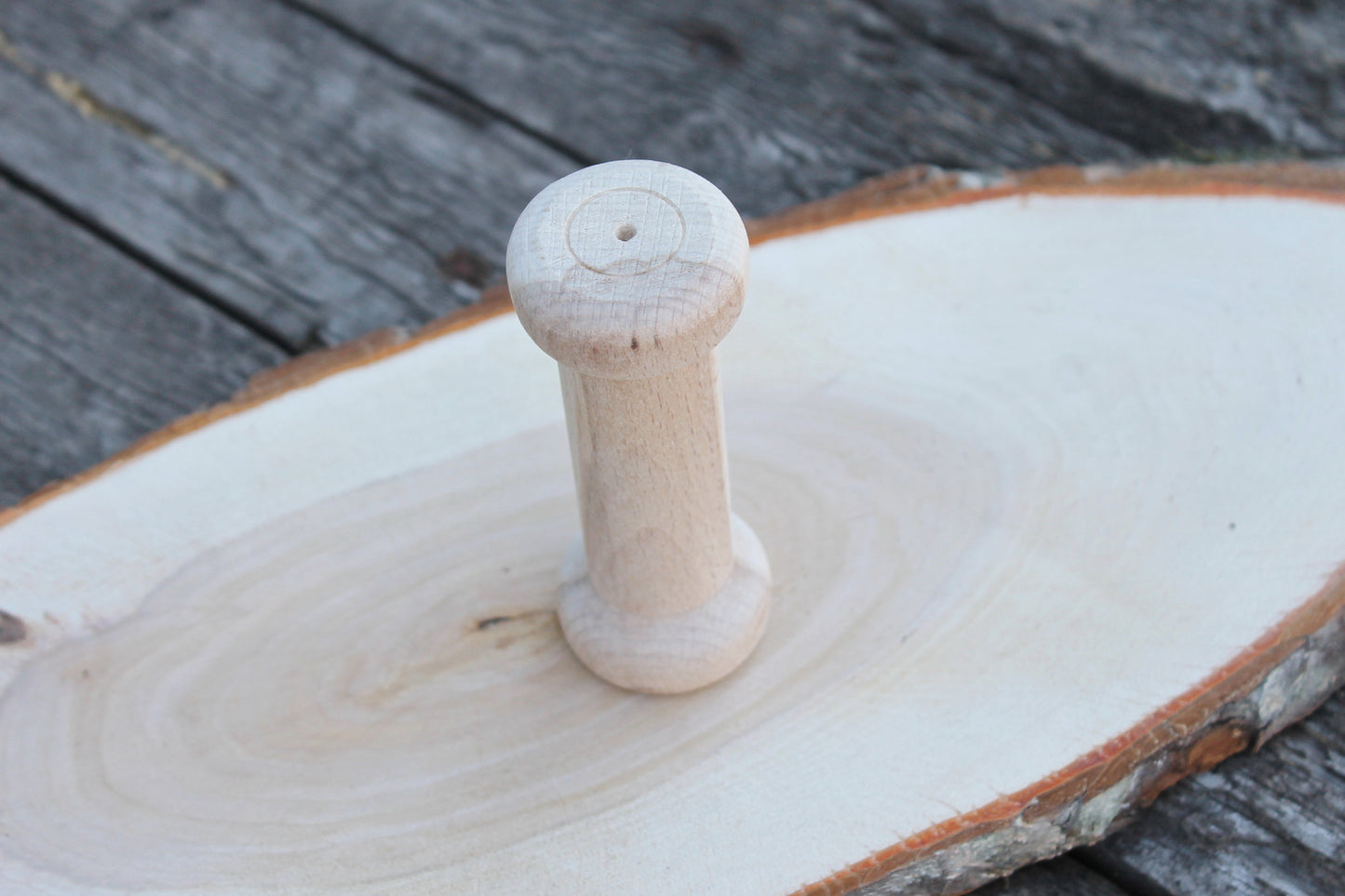 Unfinished wooden spool large size - natural - eco friendly - beech wood