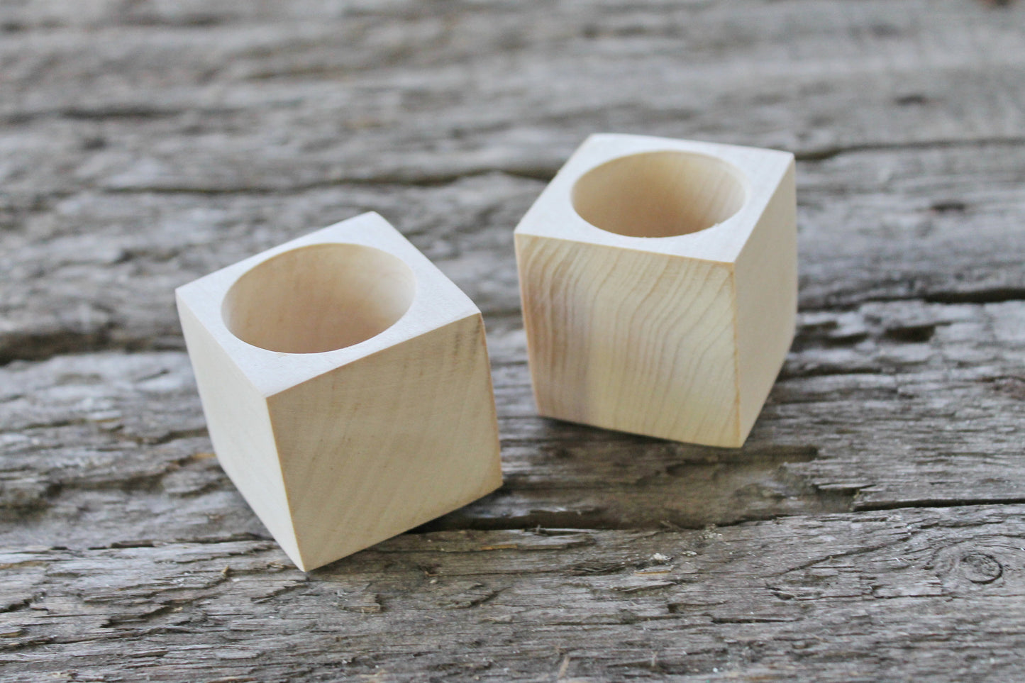 45 mm - Square unfinished wooden box - without lid - natural, eco friendly - 1.77 inches - Wedding ring box