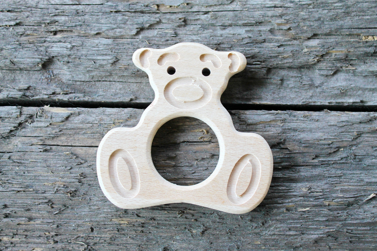 Teddy-bear-teether, natural, eco-friendly - Natural Wooden Toy - Teether - Handmade wooden teether - wooden bear