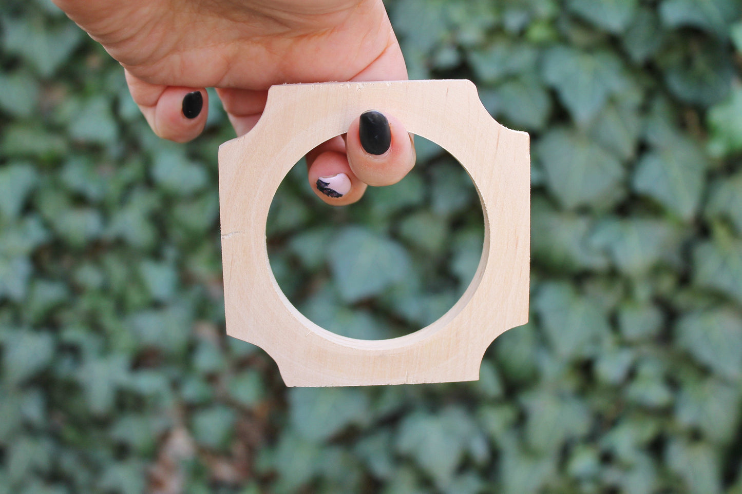 Wooden bracelet unfinished round with cropped corners - Nut - natural eco friendly