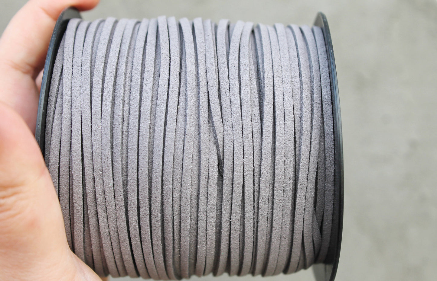Grey Suede cord - high quality soft faux cord 2 m - 2,18 yards or 6,5 feet