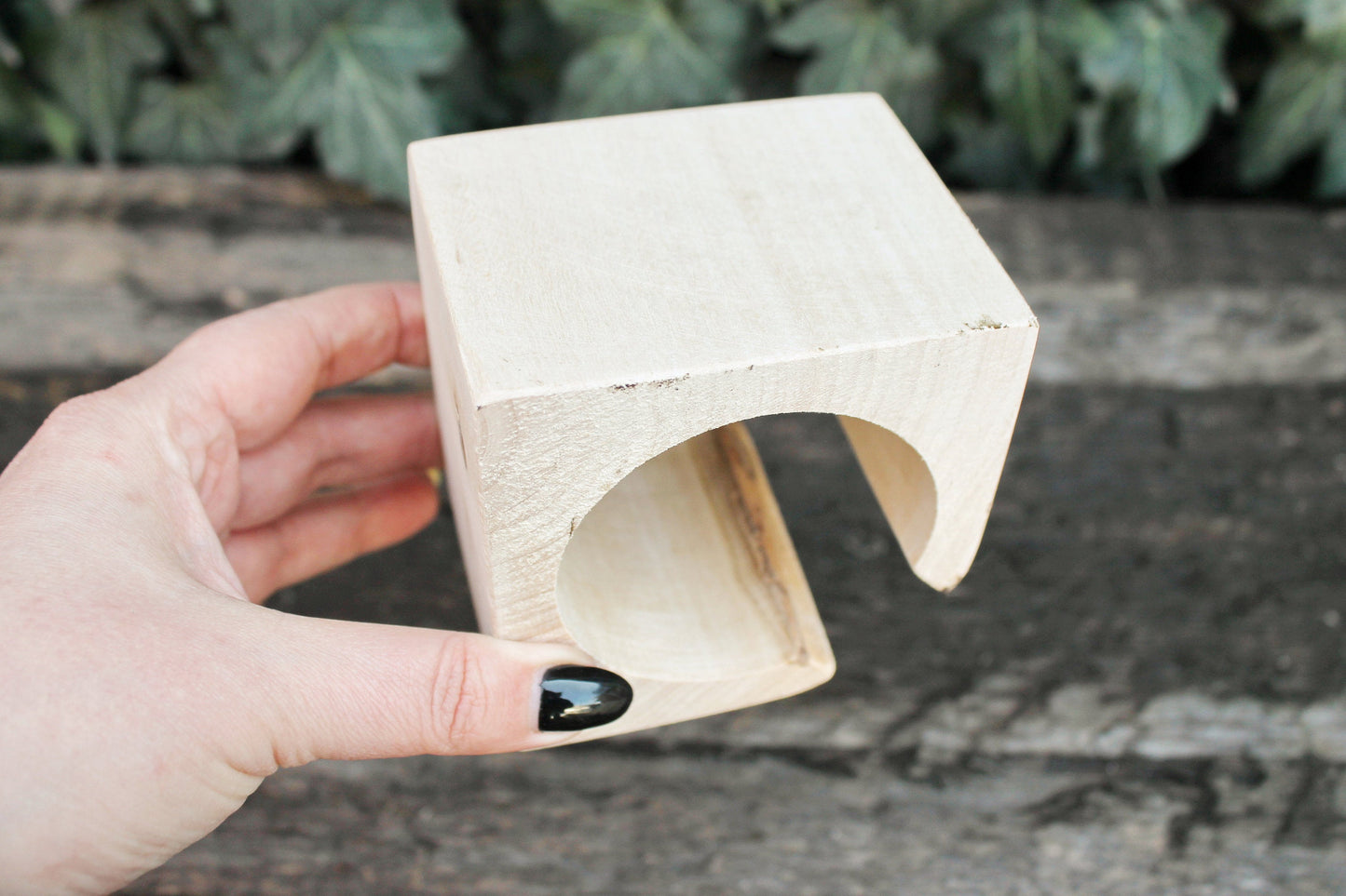 70 mm BIG Wooden square bangle unfinished with one cut corner- natural eco friendly - Linden wood