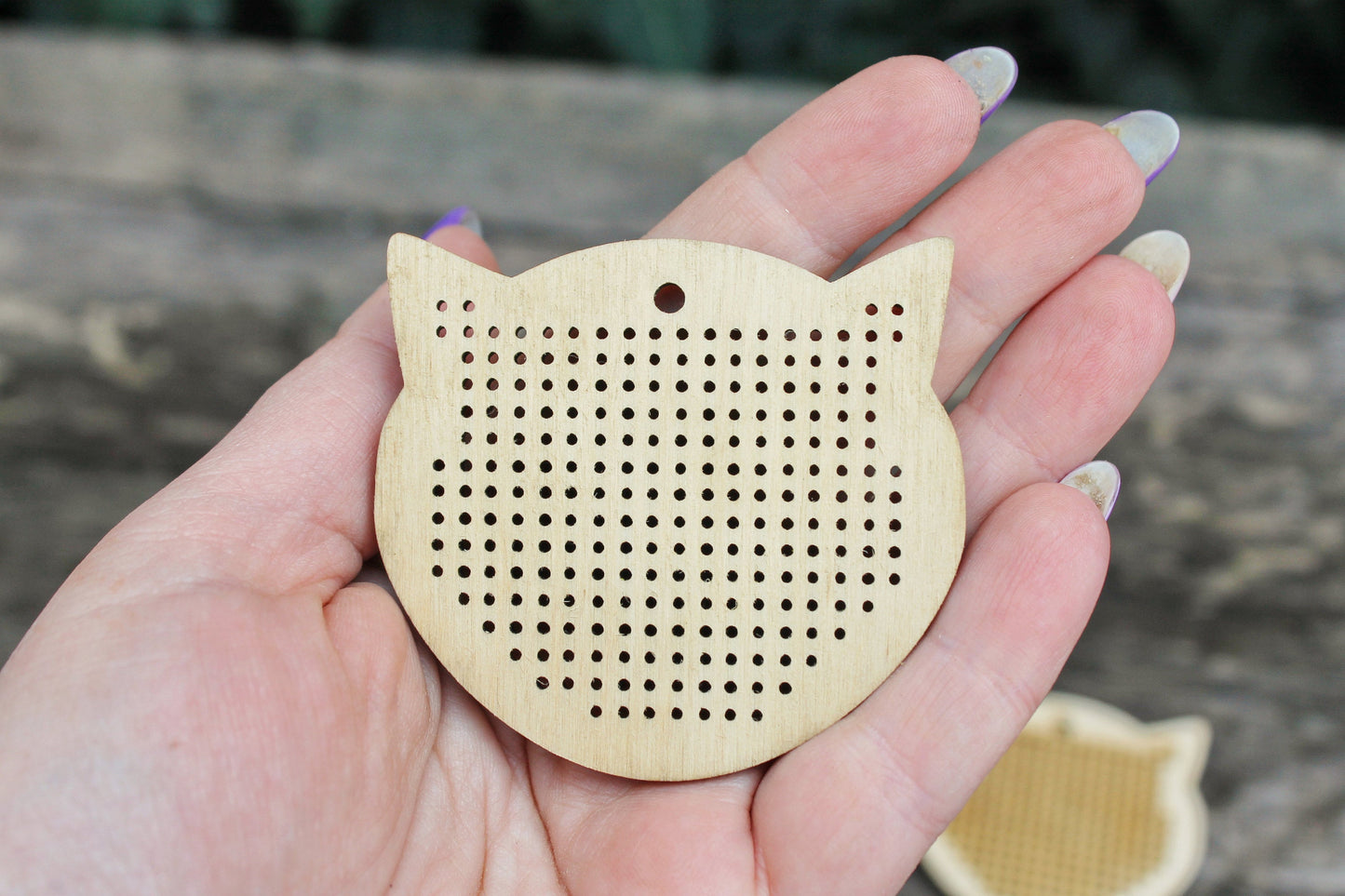 SET OF 5 - Cross stitch pendant blank Cats head - cat blanks Wood Needlecraft Pendant, Necklace or Earrings - K3