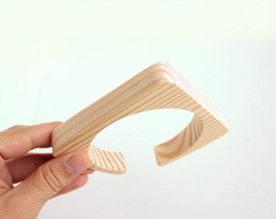 15 mm Wooden bracelet unfinished square with break - natural eco friendly