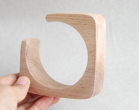 25 mm Wooden cuff unfinished square with break - natural eco friendly