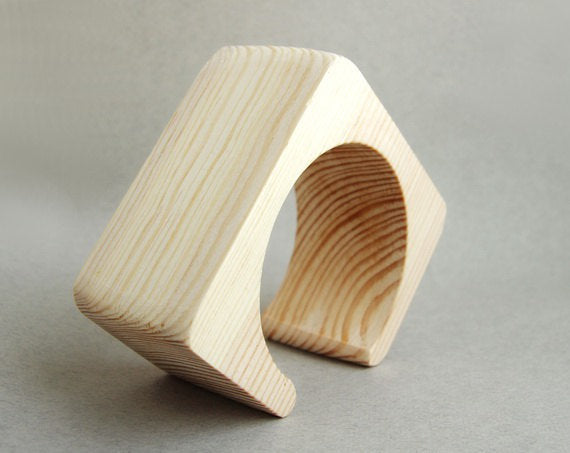 45 mm Wooden cuff unfinished square with break - natural eco friendly