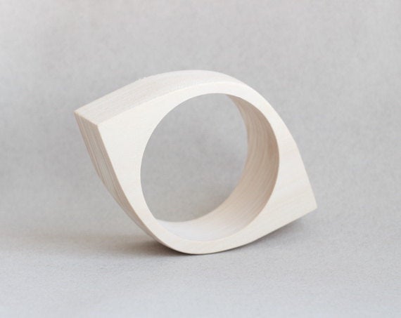 35 mm Wooden bangle unfinished eye shape - natural eco friendly