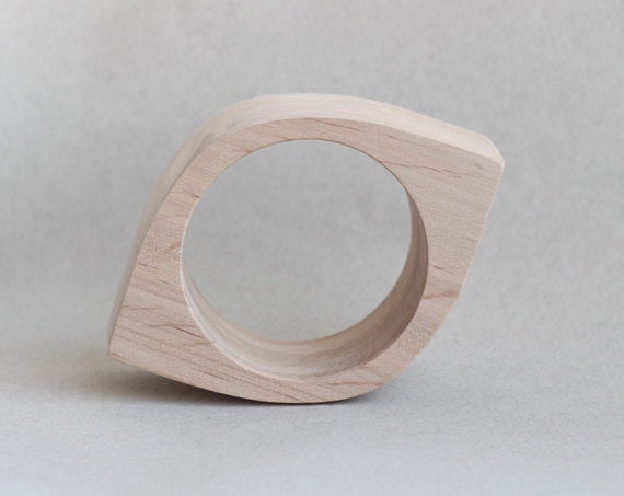 40 mm Wooden bangle unfinished eye shape - natural eco friendly