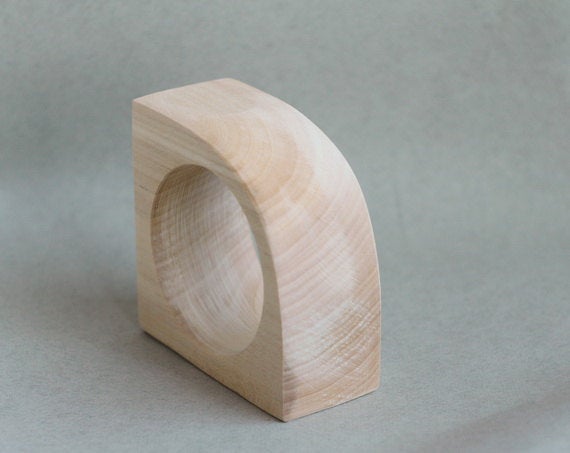 40 mm Wooden bangle unfinished corner - natural eco friendly