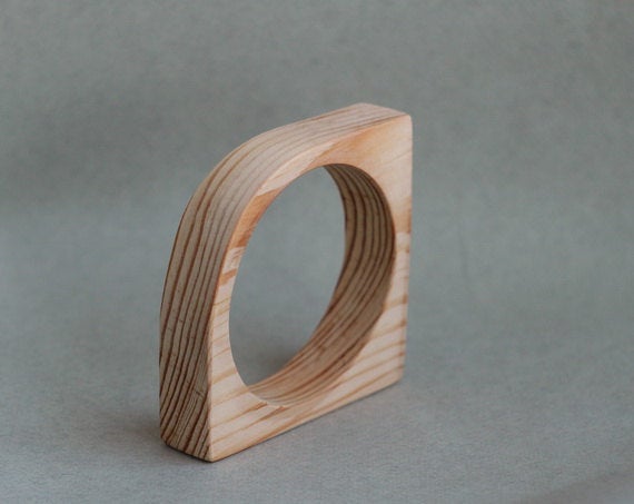 20 mm Wooden bangle unfinished corner - natural eco friendly