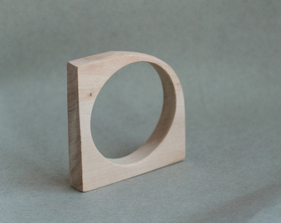 15 mm Wooden bangle unfinished corner - natural eco friendly