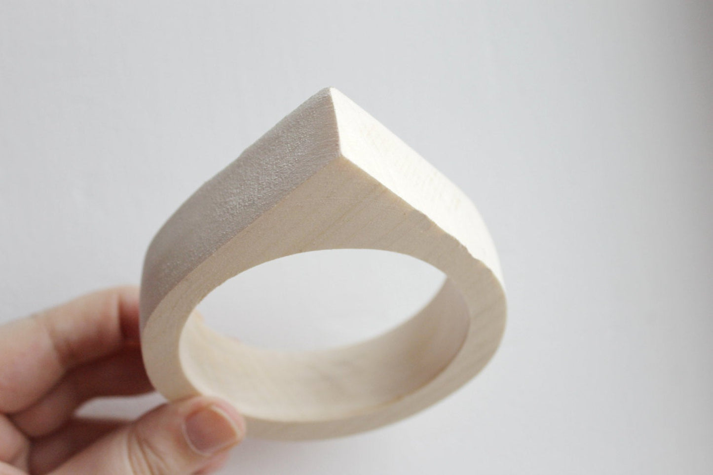 25 mm Wooden bangle unfinished round with one corner - natural eco friendly