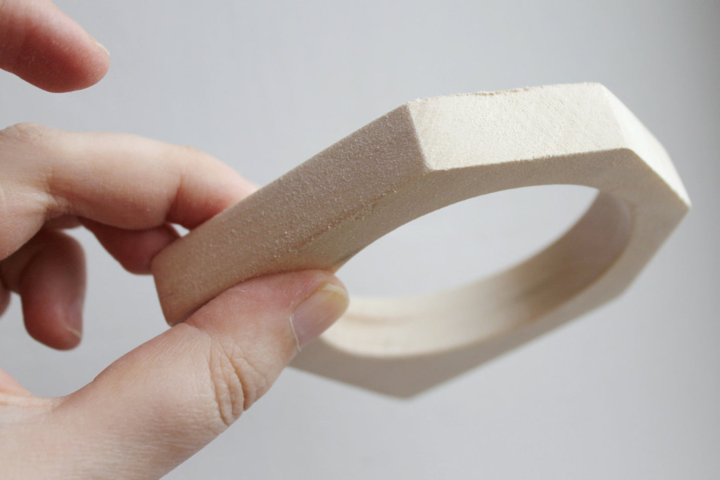 15 mm Wooden bangle unfinished hexahedral - natural eco friendly