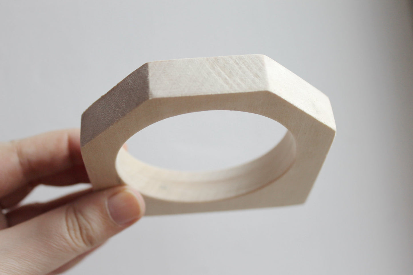 15 mm Wooden bangle unfinished hexahedral - natural eco friendly
