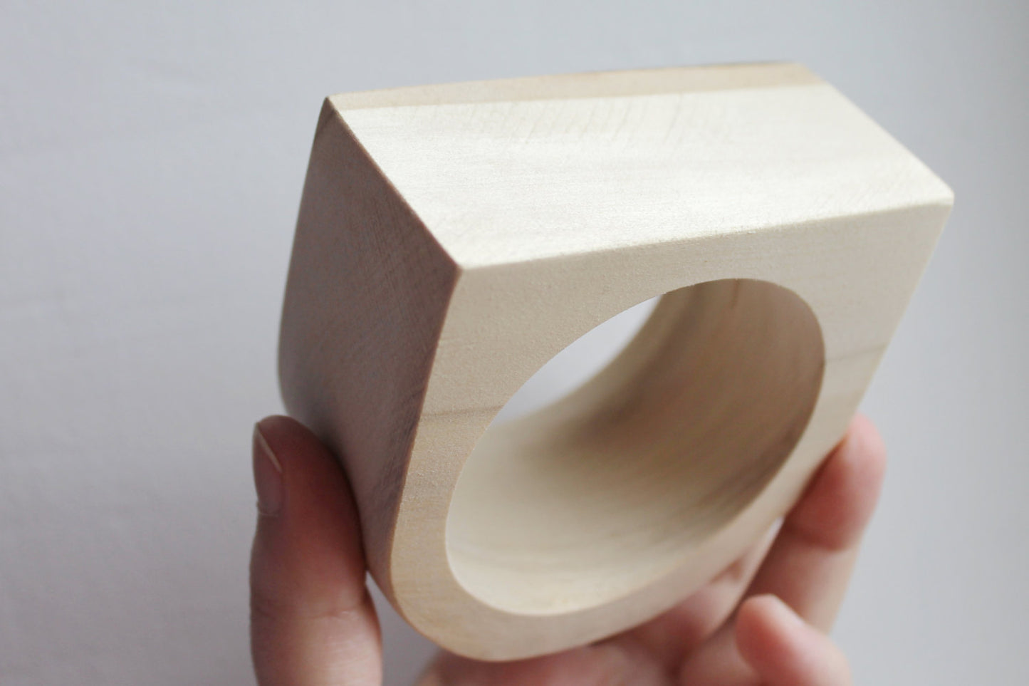 Large Unfinished Wooden Bracelet Blank 45mm Wide | DIY Craft Wood Cuff Bangle Base | Natural Linden Wood Bracelet for Craft