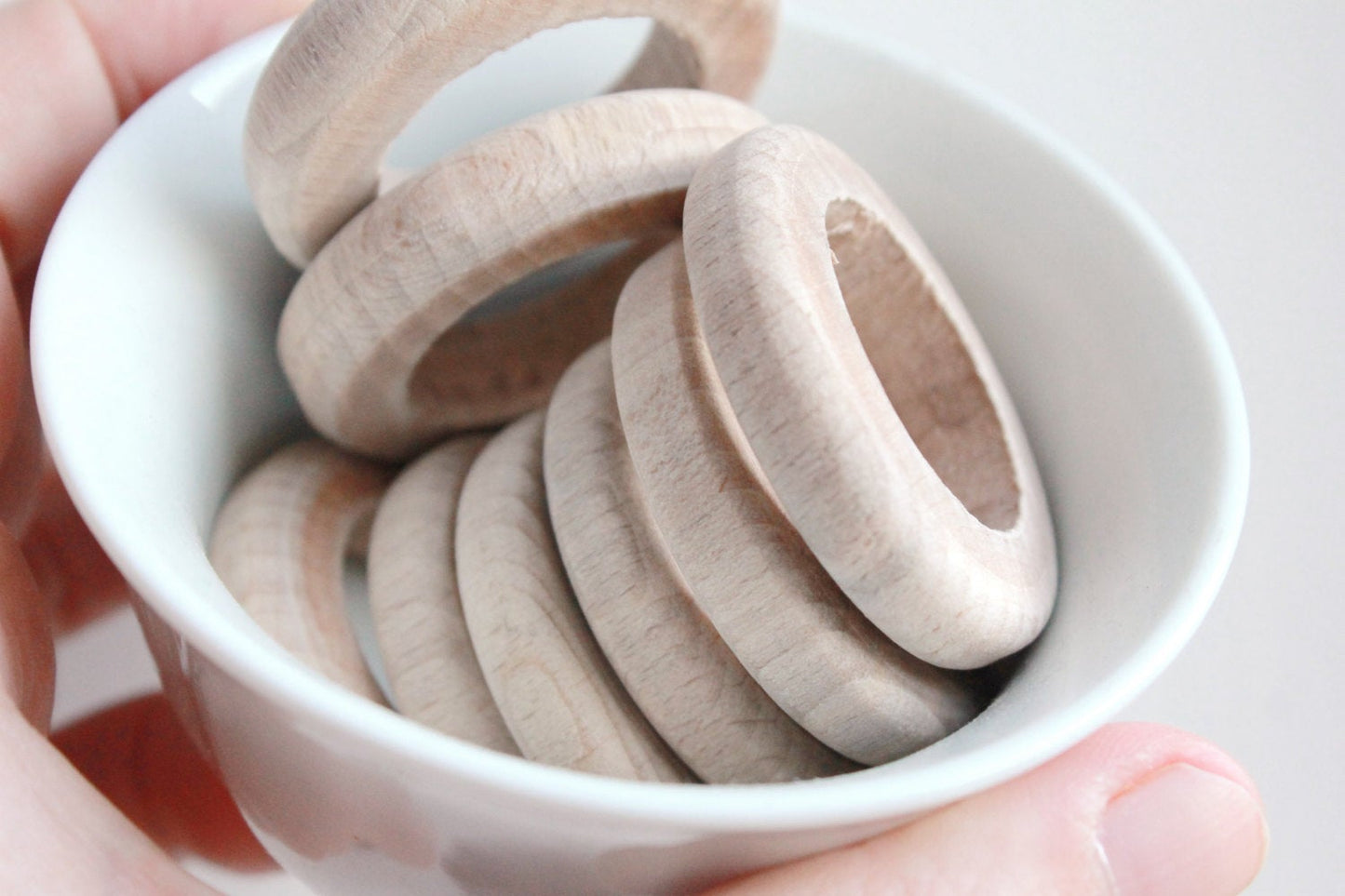 Unfinished Wooden rings - 40 mm (1,57") - natural eco friendly - 5 pcs - made of beech wood