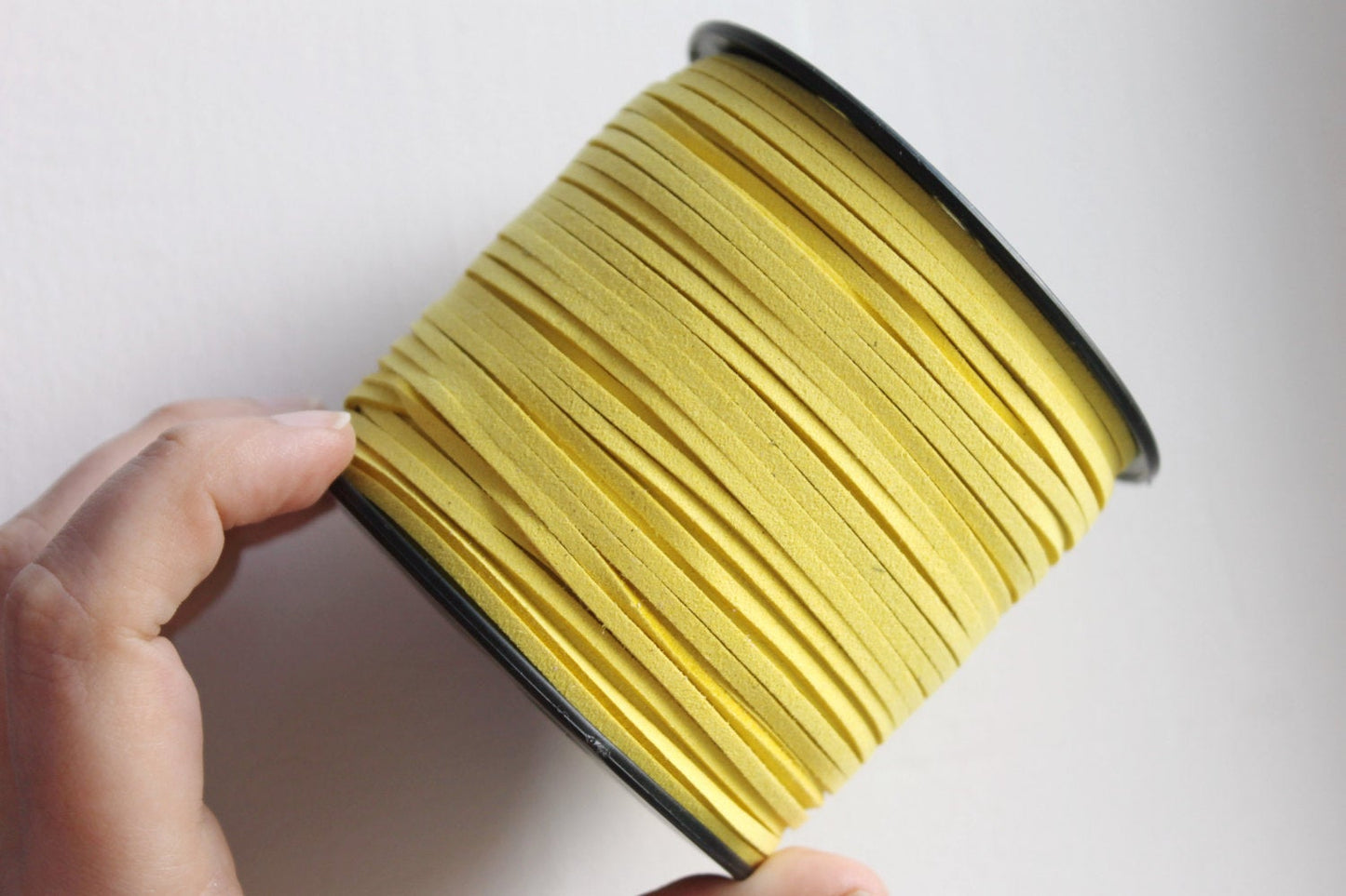 Yellow (lemon) Suede cord - high quality soft faux cord 2 m - 2,18 yards or 6,5 feet