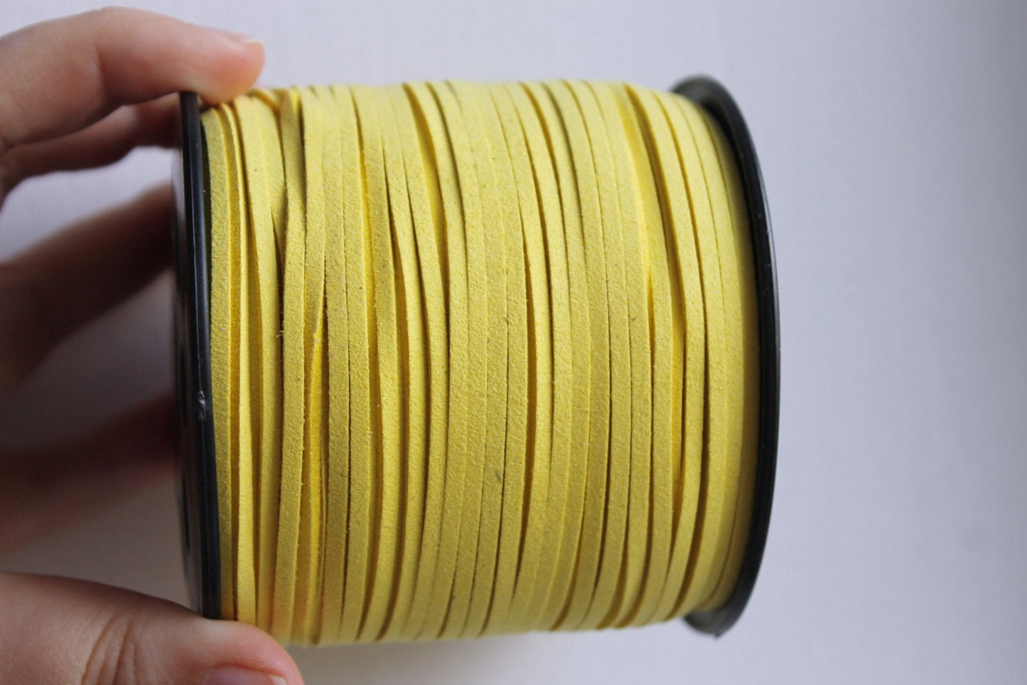 Yellow (lemon) Suede cord - high quality soft faux cord 2 m - 2,18 yards or 6,5 feet