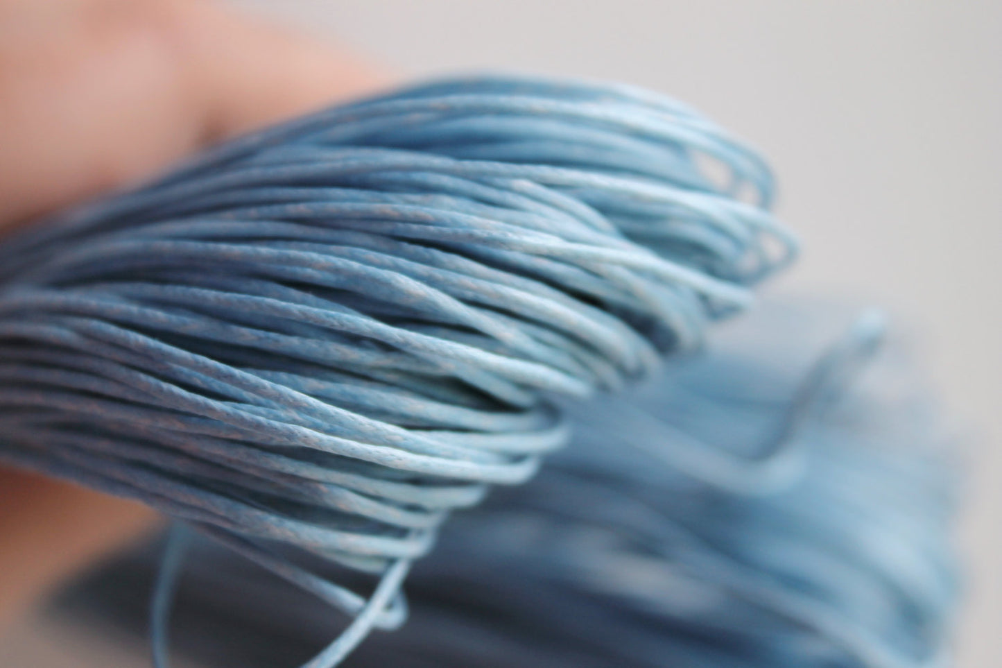 Light Blue Wax Cotton Cord 1 mm 10 meters - 10,9 yards or 32,8 feet