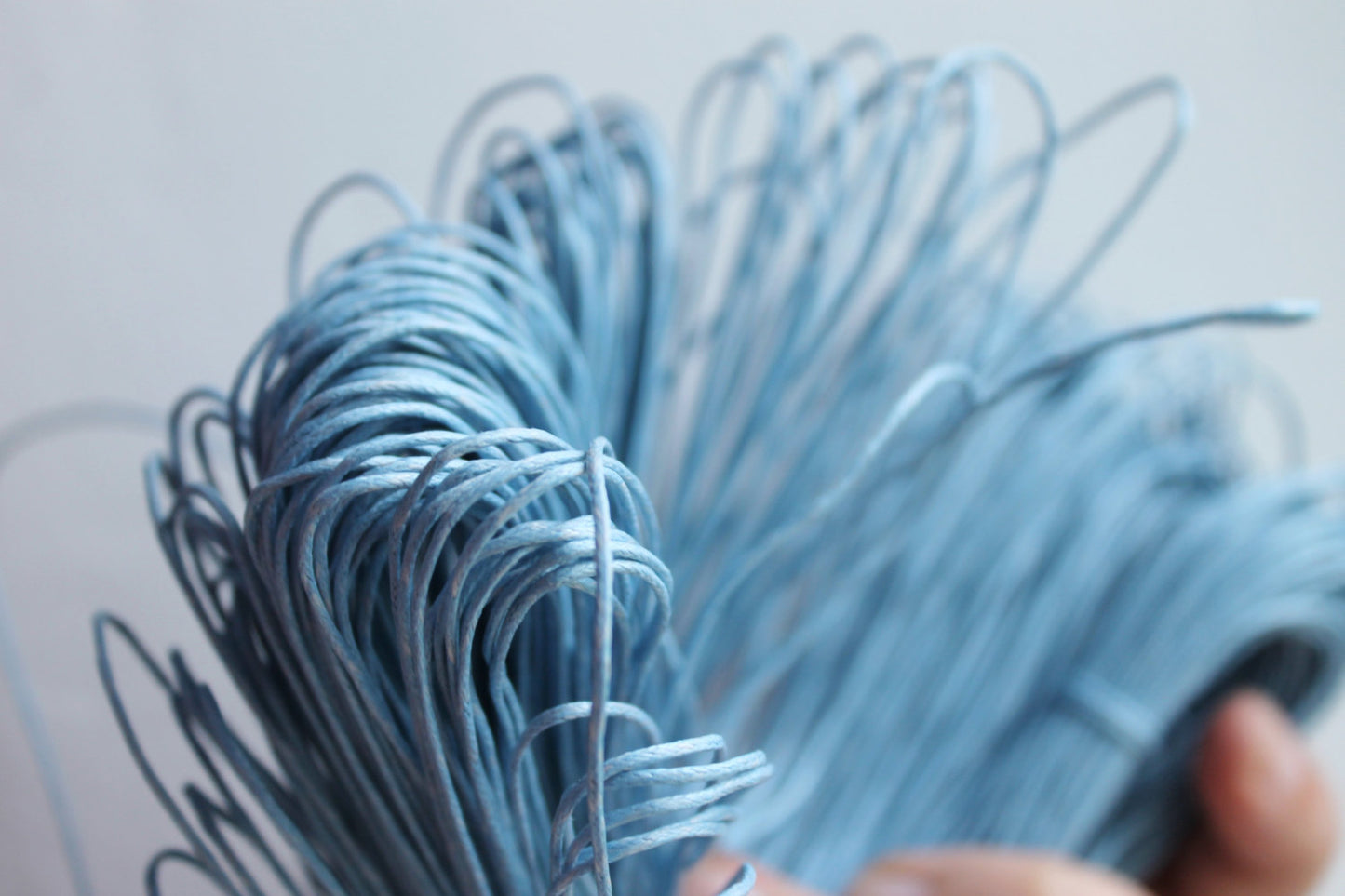 Light Blue Wax Cotton Cord 1 mm 10 meters - 10,9 yards or 32,8 feet