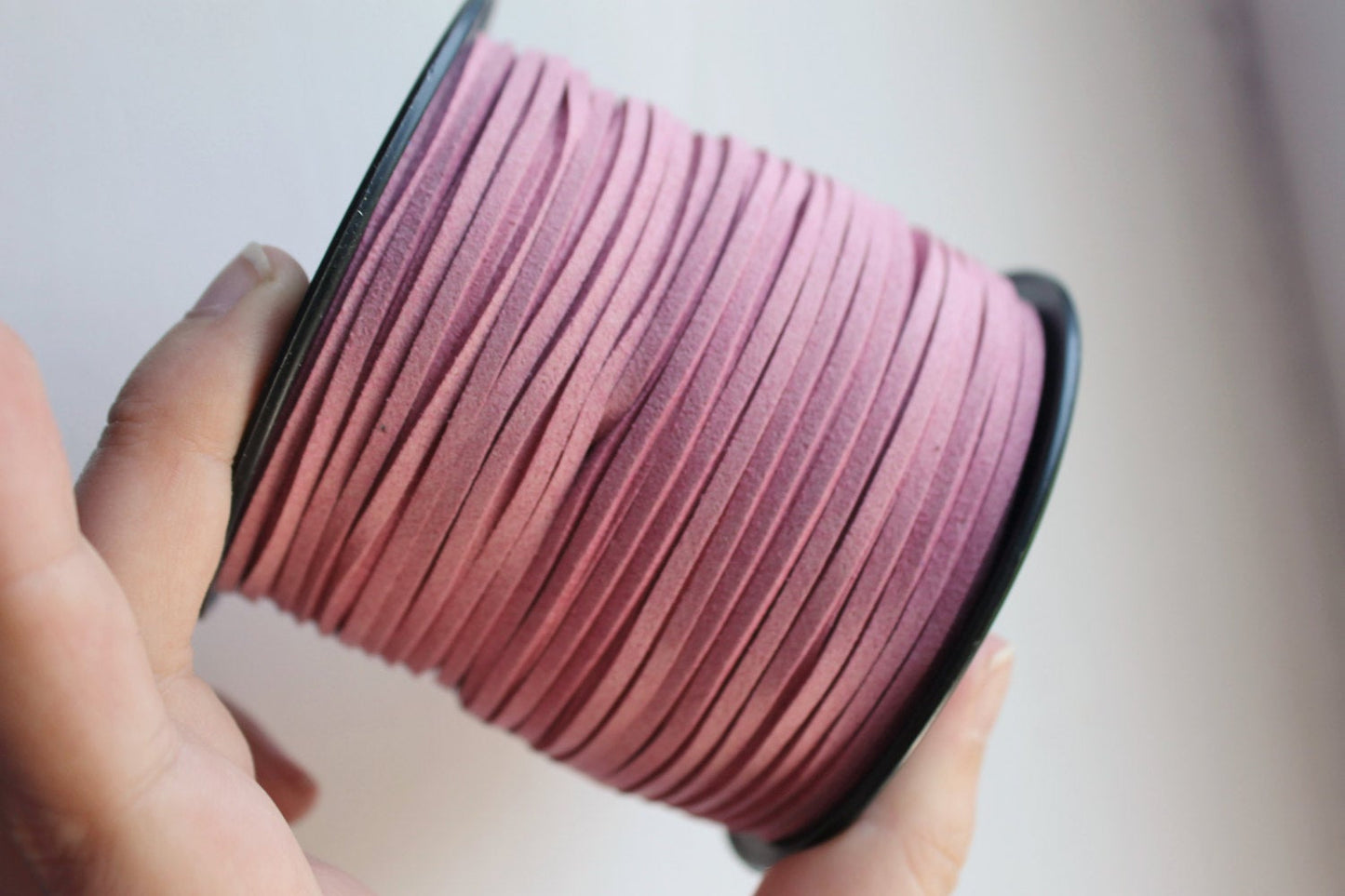 Pink Suede cord - high quality soft faux cord 2 m - 2,18 yards or 6,5 feet