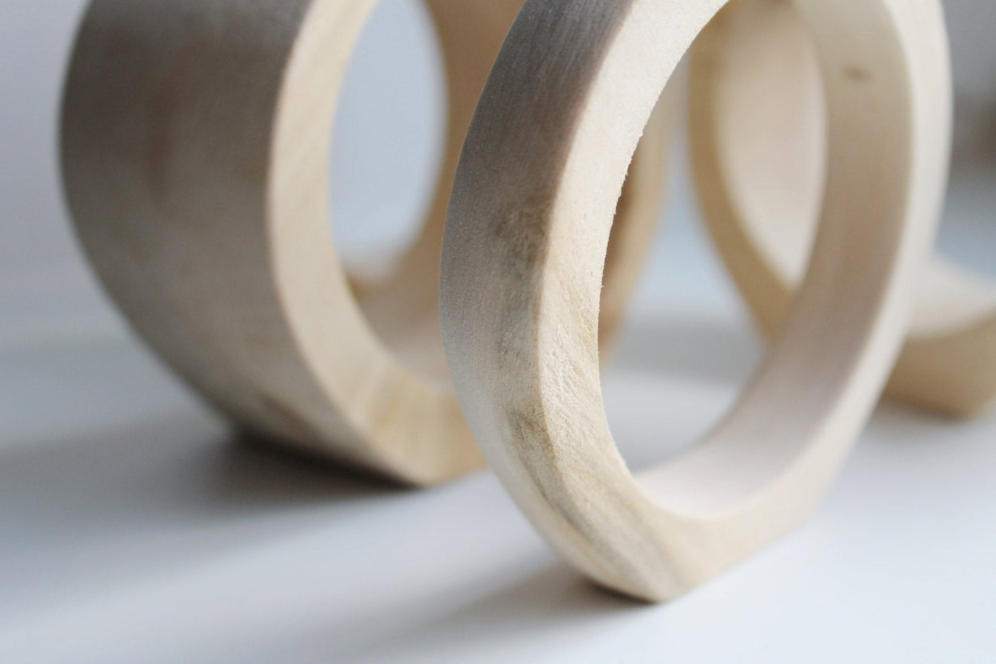 45 mm Wooden bangle unfinished round with two corners on the top - natural eco friendly PE2-45