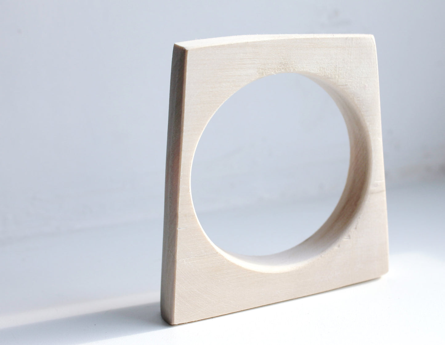 Irregular square Wooden bangle unfinished - natural eco friendly
