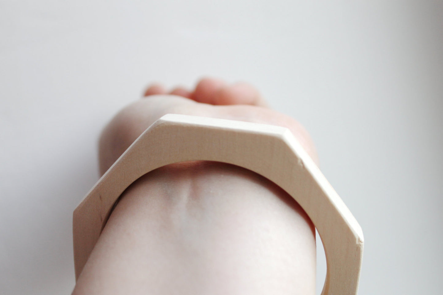 10 mm Wooden bangle unfinished hexahedral - natural eco friendly
