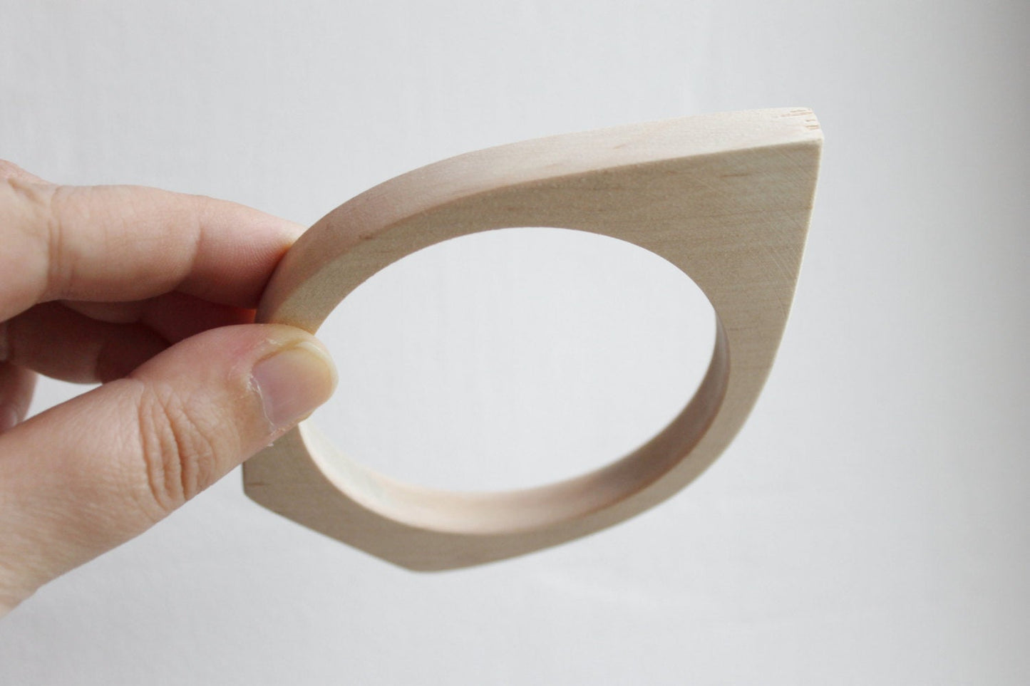 10 mm Wooden bangle unfinished rounded triangular - natural eco friendly