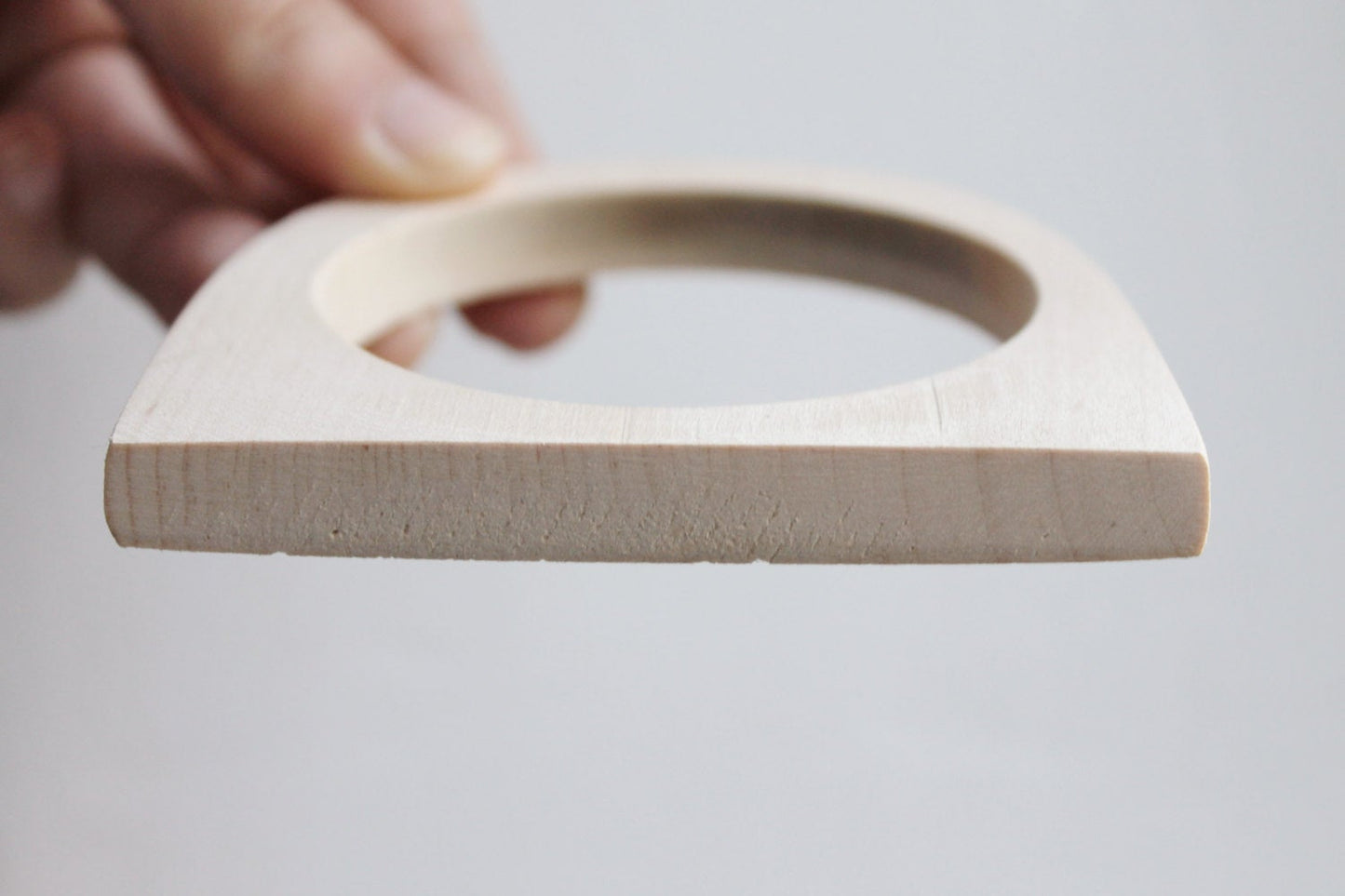 10 mm Wooden bangle unfinished round with two corners - natural eco friendly