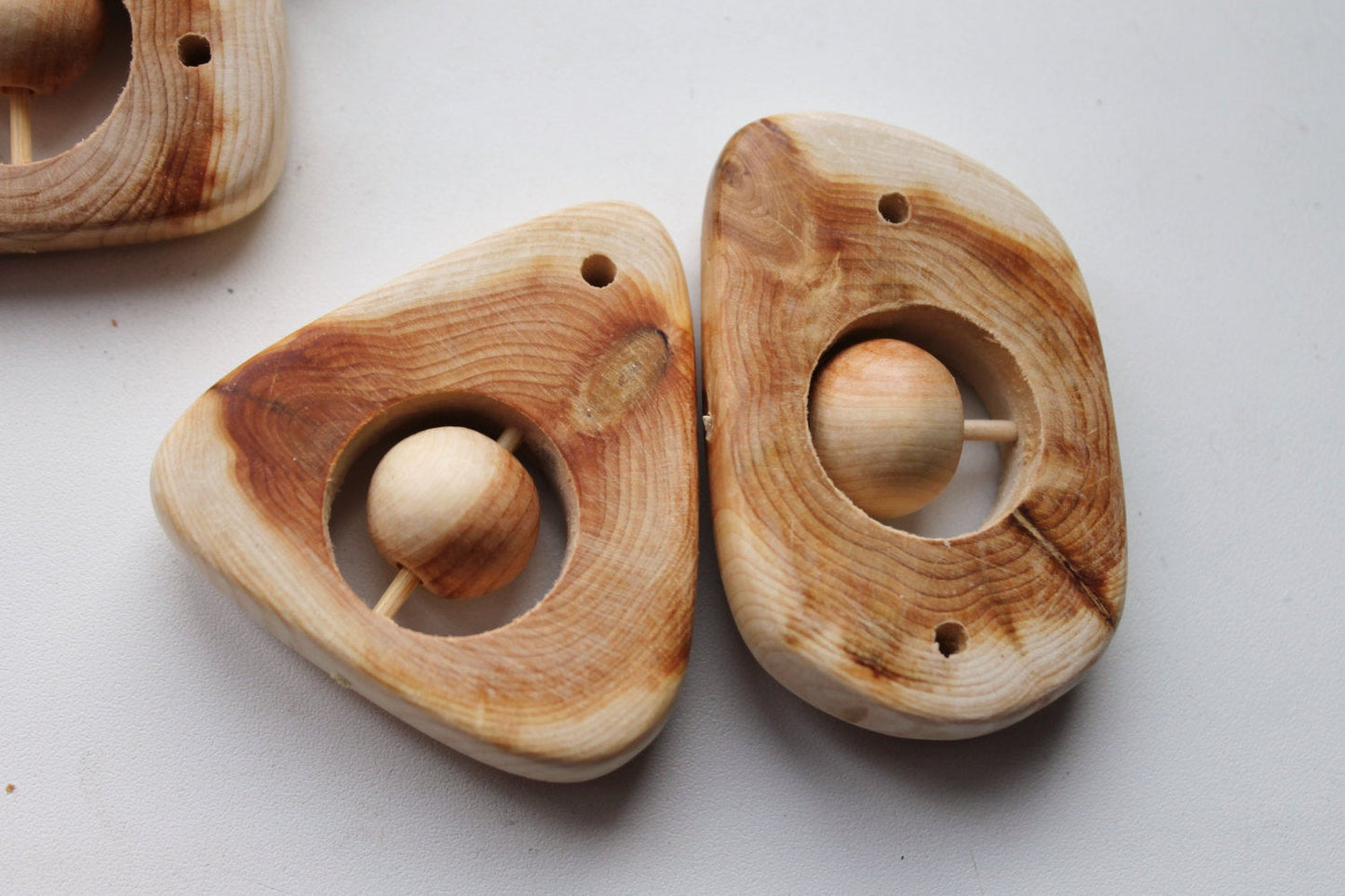 Juniper teether pendant "The rectangle with the ball" - Natural polished - eco friendly