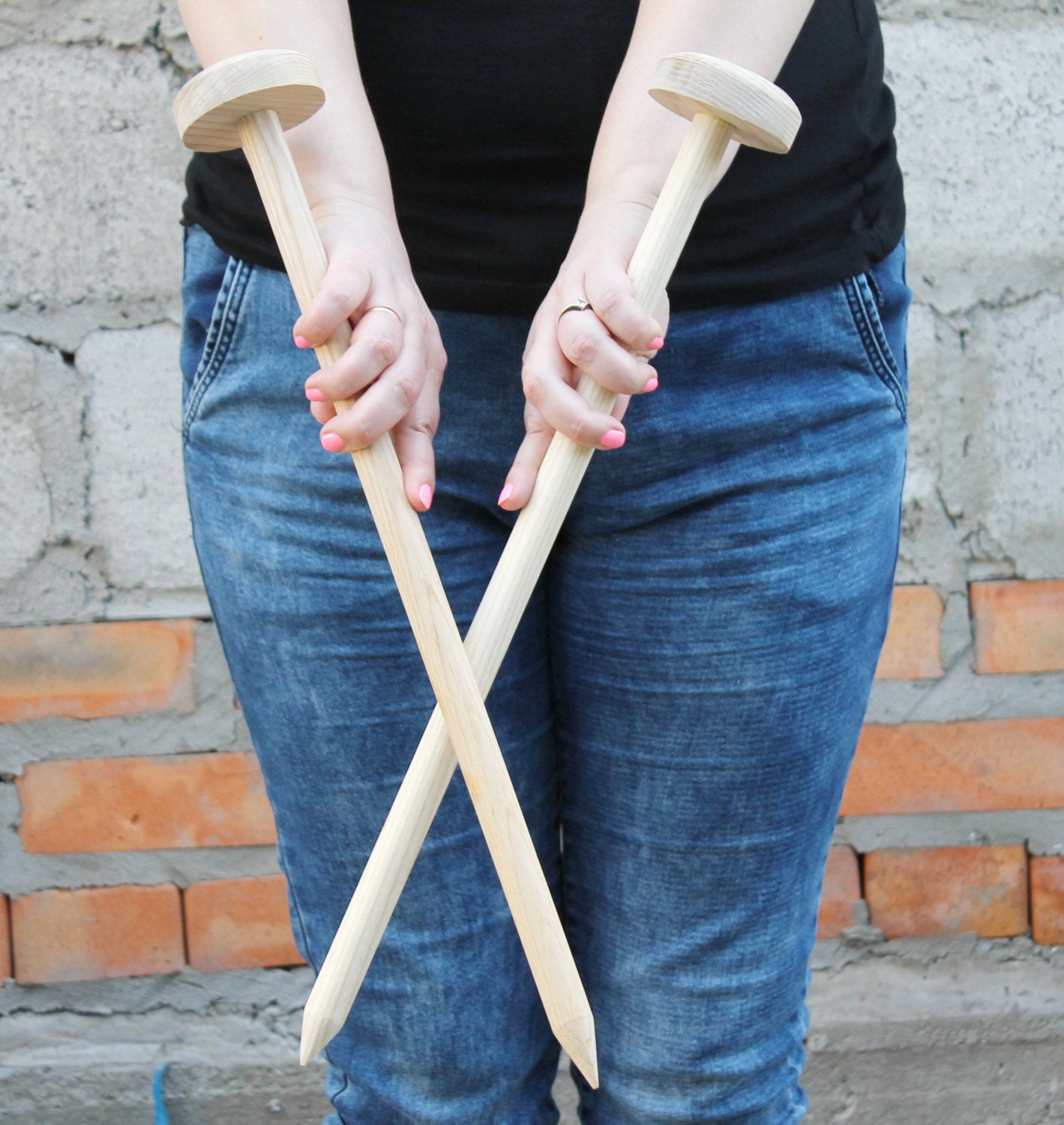 Large Thick wooden knitting needles - 20 mm in diameter (0.78") 500 mm long (19.68")
