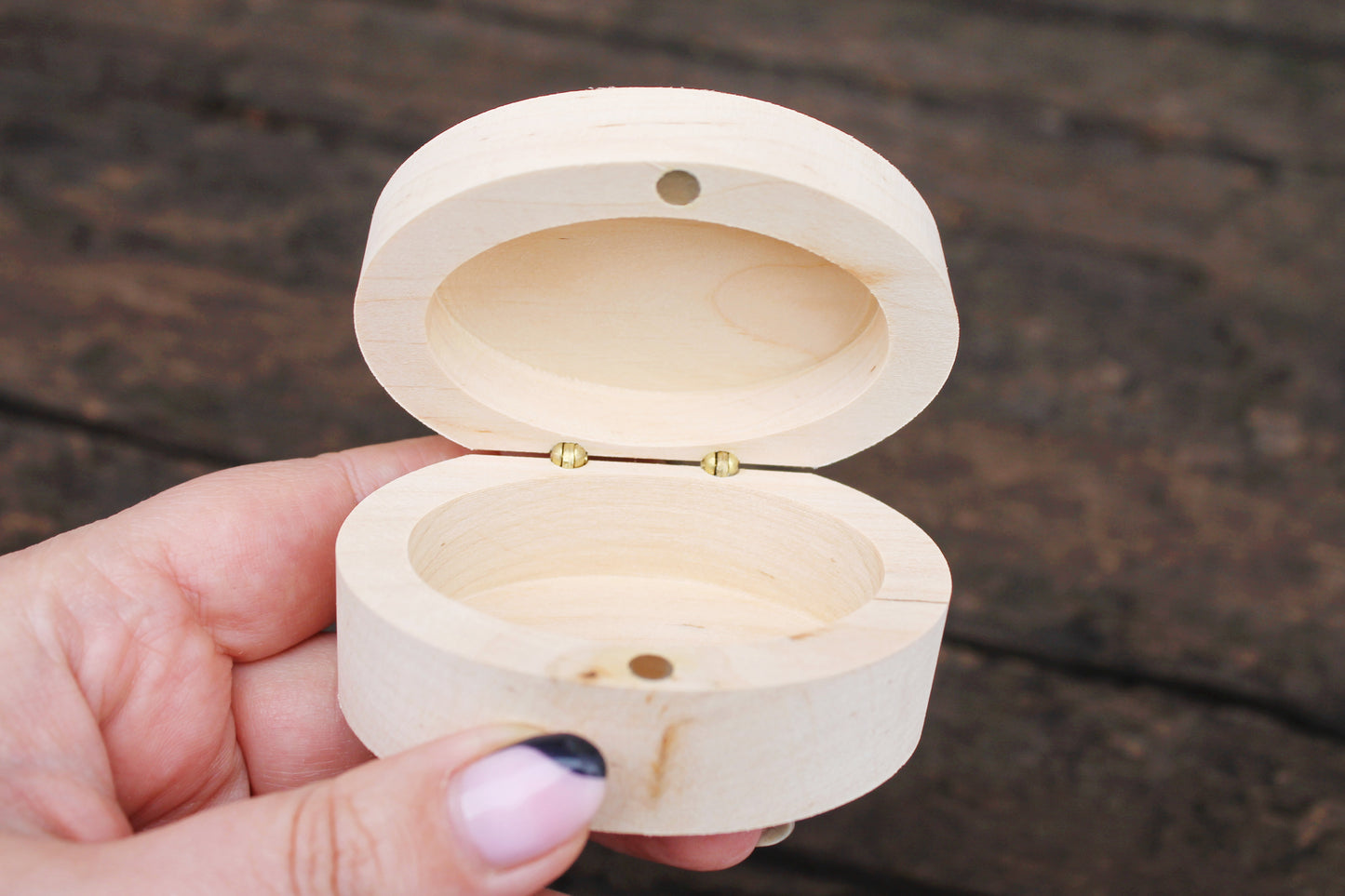 Oval unfinished wooden box 2.8x2 inches - alder wood - oblong box