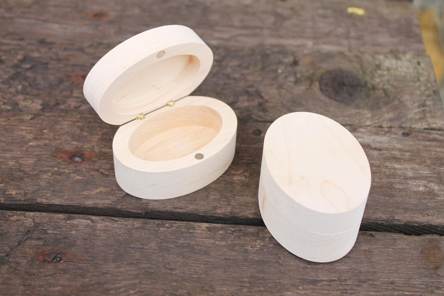Oval unfinished wooden box 2.8x2 inches - alder wood - oblong box