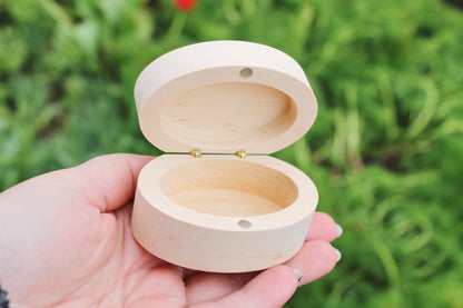 Oval unfinished wooden box 2.8x2 inches - alder wood - oblong box