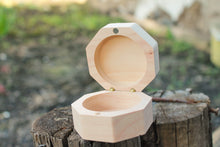 Load image into Gallery viewer, Octagon unfinished wooden wedding box 2.3 inches - 58 mm - ring wooden box - wedding jewelry box
