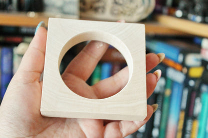 Handmade Wooden square Bracelet 20 mm– Natural Linden Wood Bangle, Unfinished Craft Bracelet Base for Painting, Decoupage or Minimalist Wear