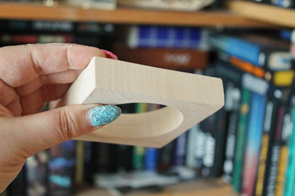 Handmade Wooden square Bracelet 20 mm– Natural Linden Wood Bangle, Unfinished Craft Bracelet Base for Painting, Decoupage or Minimalist Wear