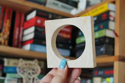 Handmade Wooden square Bracelet 20 mm– Natural Linden Wood Bangle, Unfinished Craft Bracelet Base for Painting, Decoupage or Minimalist Wear