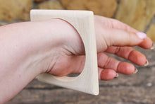 Load image into Gallery viewer, Square unfinished wooden Bangle - 10 mm - 0.4 inches thick - natural wooden bangle/bracelet

