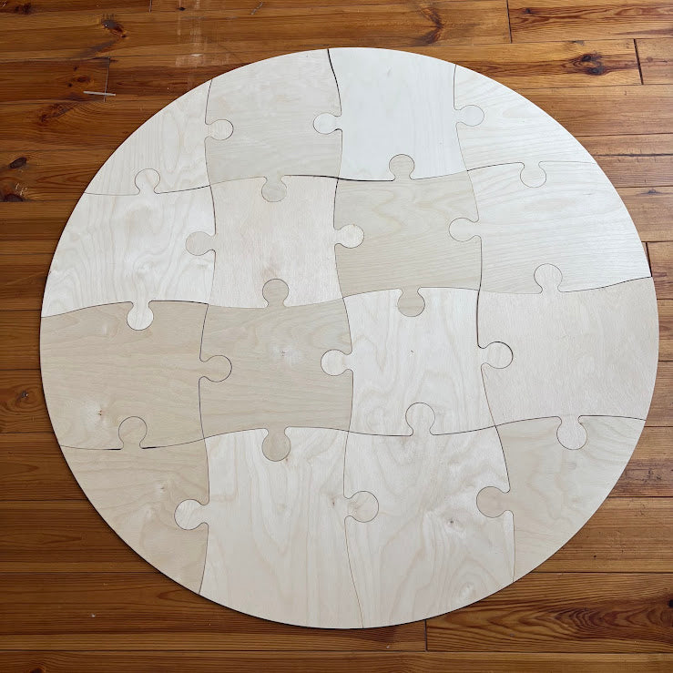 Large Wooden Round Puzzle 45"/40"/35"/30"/25" – Custom Size Birch Plywood Floor Puzzle, Giant Wooden Puzzle Pieces for Kids, Events