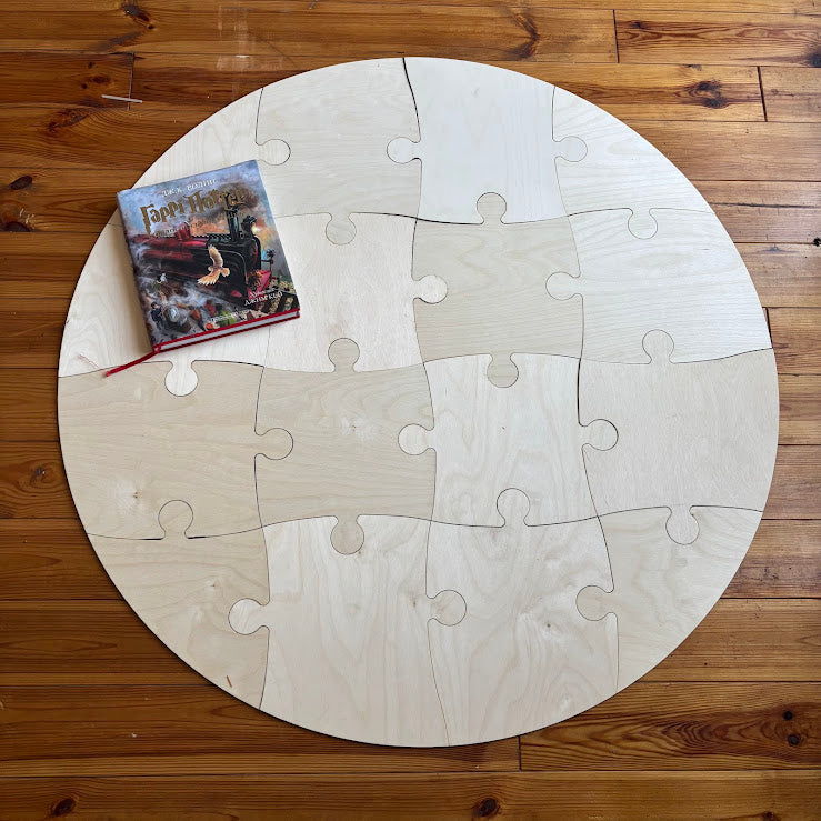 Large Wooden Round Puzzle 45"/40"/35"/30"/25" – Custom Size Birch Plywood Floor Puzzle, Giant Wooden Puzzle Pieces for Kids, Events