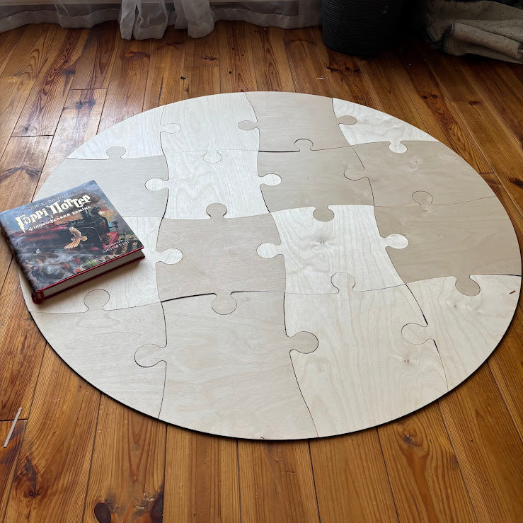 Large Wooden Round Puzzle 45"/40"/35"/30"/25" – Custom Size Birch Plywood Floor Puzzle, Giant Wooden Puzzle Pieces for Kids, Events