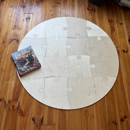Large Wooden Round Puzzle 45"/40"/35"/30"/25" – Custom Size Birch Plywood Floor Puzzle, Giant Wooden Puzzle Pieces for Kids, Events