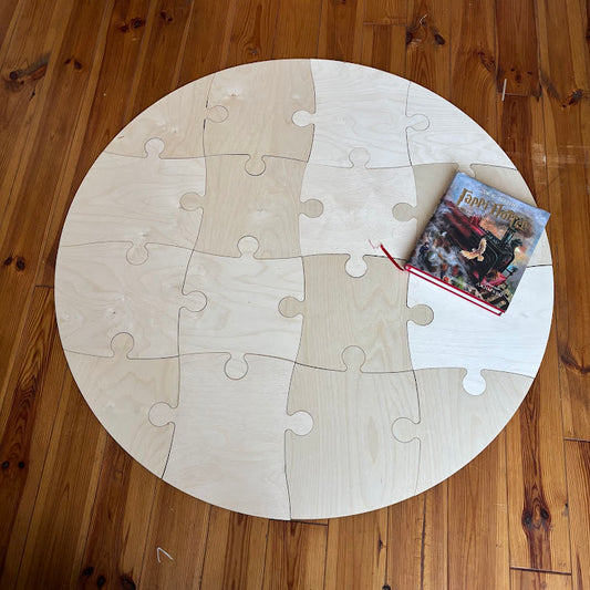 Large Wooden Round Puzzle 45"/40"/35"/30"/25" – Custom Size Birch Plywood Floor Puzzle, Giant Wooden Puzzle Pieces for Kids, Events