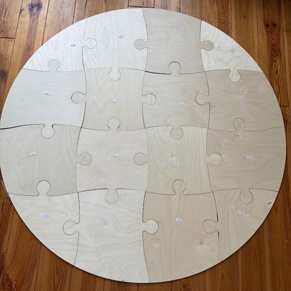 Large Wooden Round Puzzle 45"/40"/35"/30"/25" – Custom Size Birch Plywood Floor Puzzle, Giant Wooden Puzzle Pieces for Kids, Events